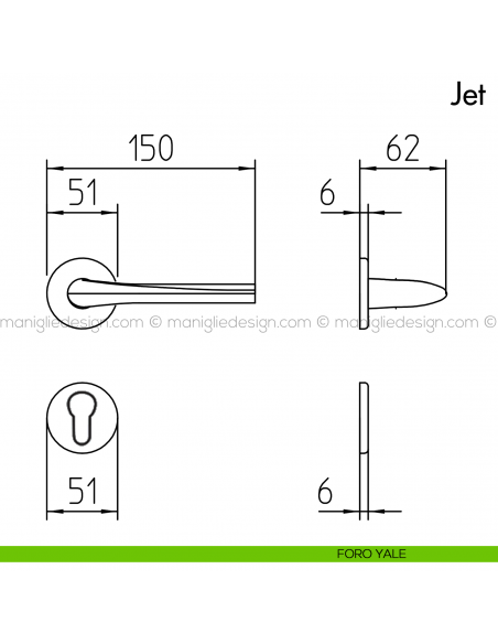 Maniglia per porta Jet Mandelli foro yale