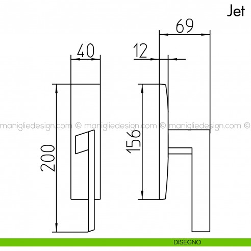 Maniglia per finestra cremonese Jet Mandelli disegno