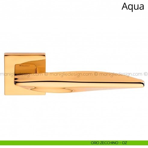 Maniglia per porta interna Aqua Linea Calì rosetta tradizionale oro zecchino