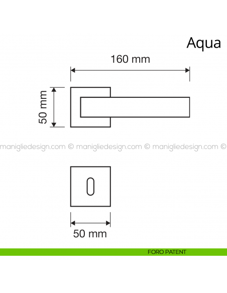Maniglia per porta interna Aqua Linea Calì rosetta bassa foro patent