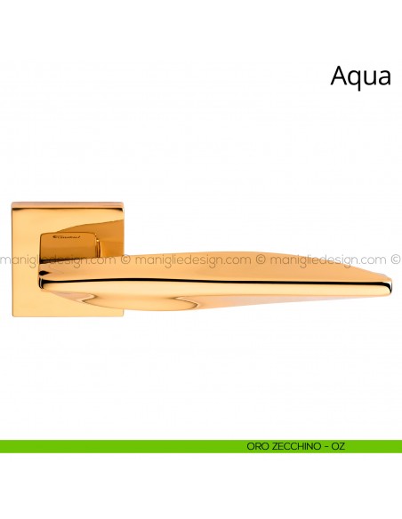 Maniglia per porta interna Aqua Linea Calì rosetta bassa oro zecchino