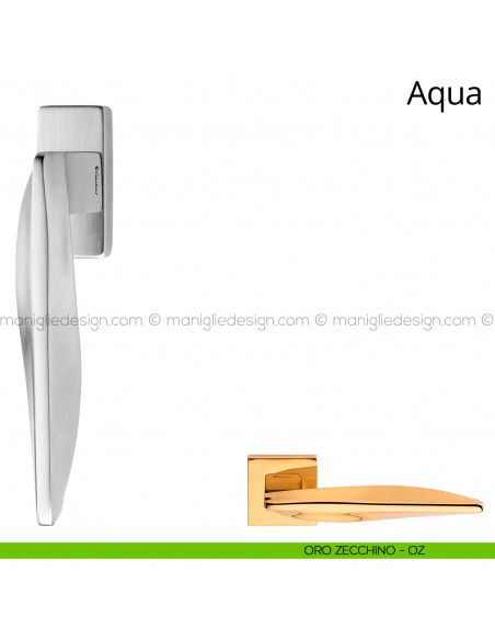 Maniglia per finestra martellina DK Aqua Linea Calì oro zecchino