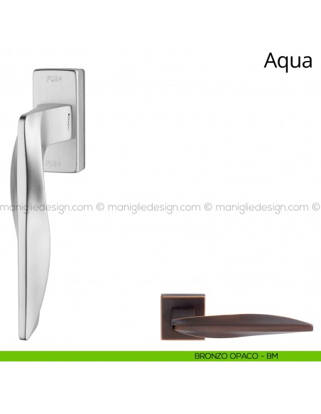 Maniglia per finestra martellina DK antintrusione Aqua Linea Calì bronzo opaco