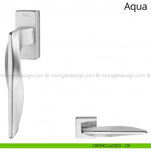 Maniglia per finestra martellina DK antintrusione Aqua Linea Calì cromo lucido