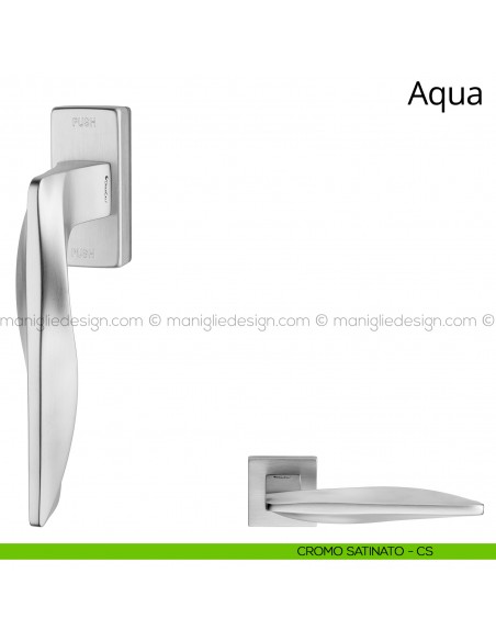 Maniglia per finestra martellina DK antintrusione Aqua Linea Calì cromo satinato