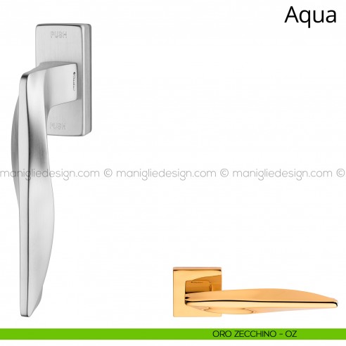 Maniglia per finestra martellina DK antintrusione Aqua Linea Calì oro zecchino