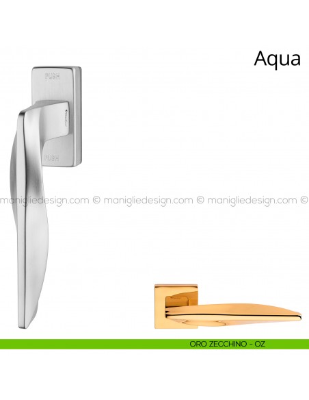 Maniglia per finestra martellina DK antintrusione Aqua Linea Calì oro zecchino