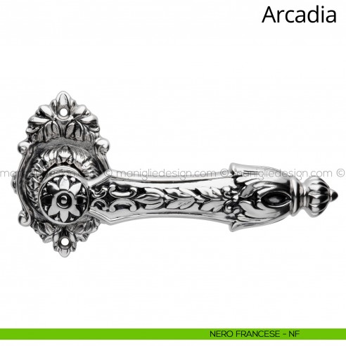 Maniglia per porta interna Arcadia Linea Calì rosetta ovale nero francese