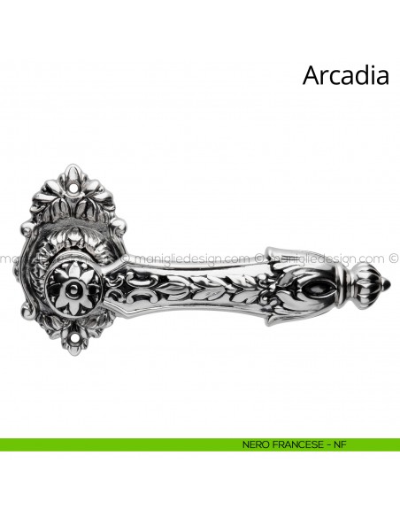 Maniglia per porta interna Arcadia Linea Calì rosetta ovale nero francese