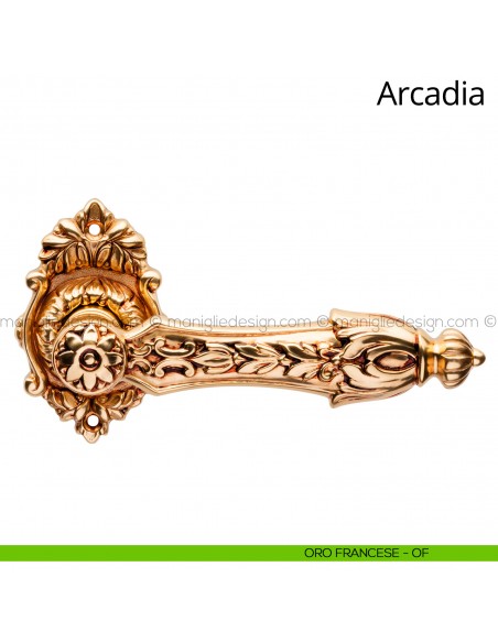 Maniglia per porta interna Arcadia Linea Calì rosetta ovale oro francese