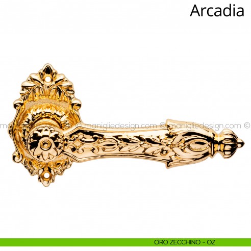 Maniglia per porta interna Arcadia Linea Calì rosetta ovale oro zecchino
