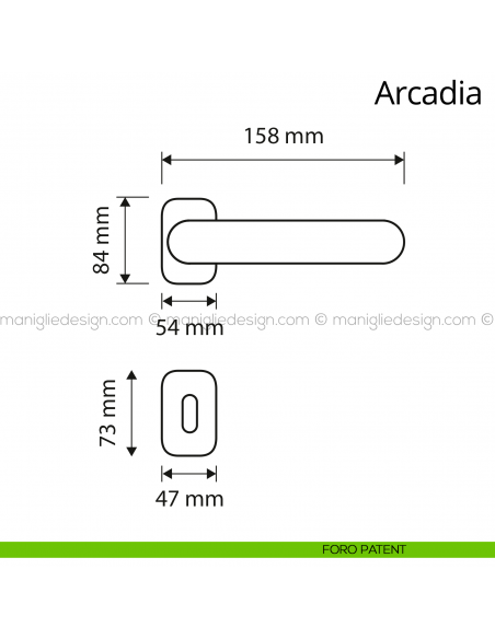 Maniglia per porta interna Arcadia Linea Calì rosetta ovale foro patent