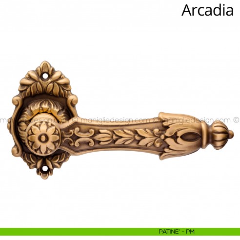 Maniglia per porta interna Arcadia Linea Calì rosetta ovale patinè