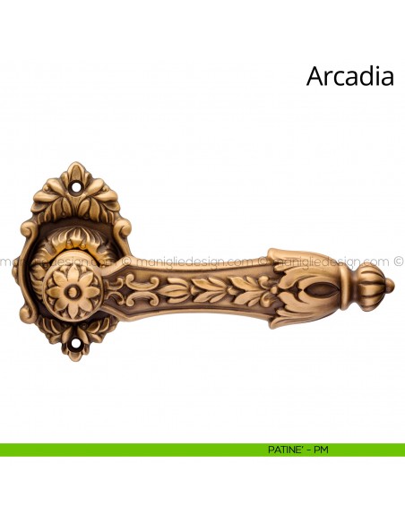 Maniglia per porta interna Arcadia Linea Calì rosetta ovale patinè