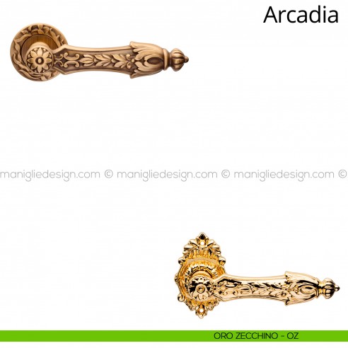Maniglia per porta interna Arcadia Linea Calì rosetta tonda oro zecchino