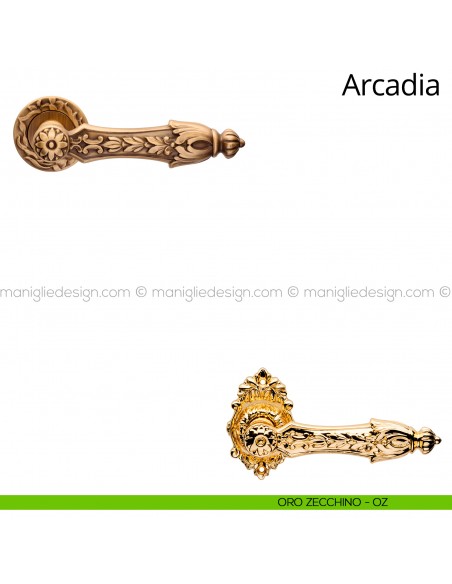 Maniglia per porta interna Arcadia Linea Calì rosetta tonda oro zecchino