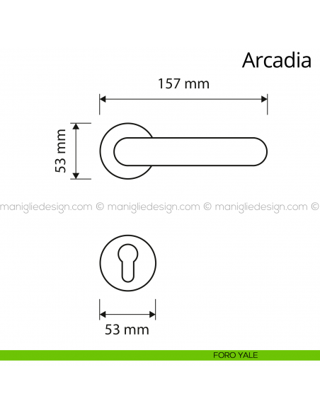 Maniglia per porta interna Arcadia Linea Calì rosetta tonda foro yale