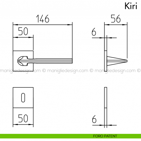 Maniglia per porta Kiri Mandelli foro patent
