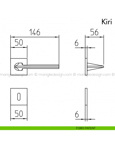 Maniglia per porta Kiri Mandelli foro patent