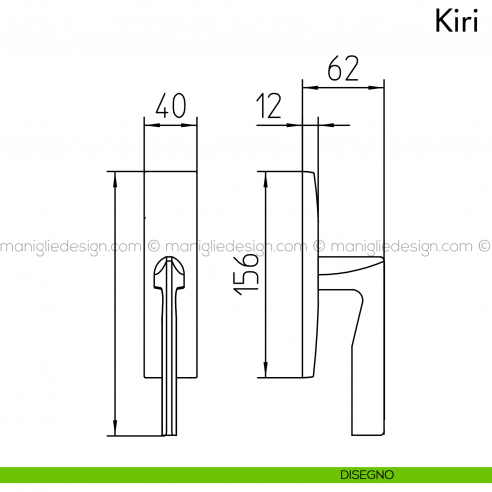 Maniglia per finestra cremonese Kiri Mandelli disegno