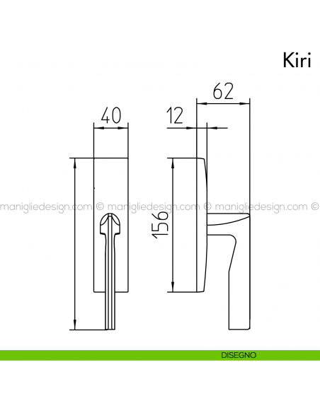 Maniglia per finestra cremonese Kiri Mandelli disegno
