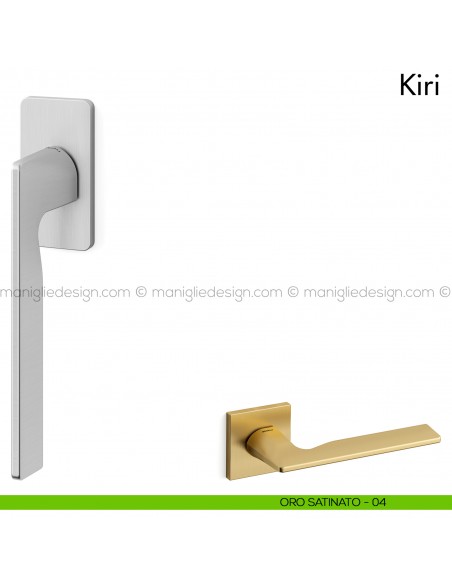 Maniglia per finestra martellina DK Kiri Mandelli oro satinato