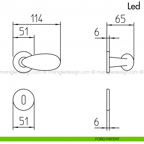 Maniglia per porta Led Mandelli foro patent