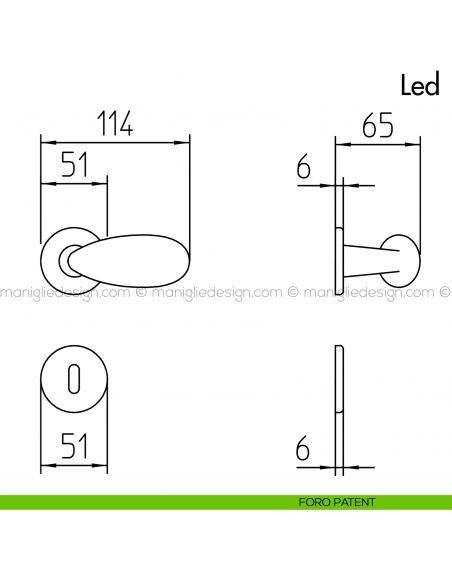 Maniglia per porta Led Mandelli foro patent