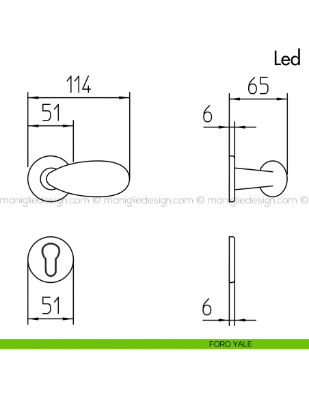 Maniglia per porta Led Mandelli foro yale