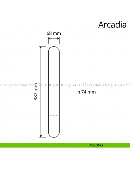 Maniglione per porta Arcadia Linea Calì con placca disegno