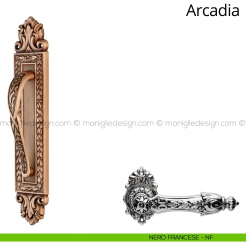 Maniglione per porta Arcadia Linea Calì con placca nero francese