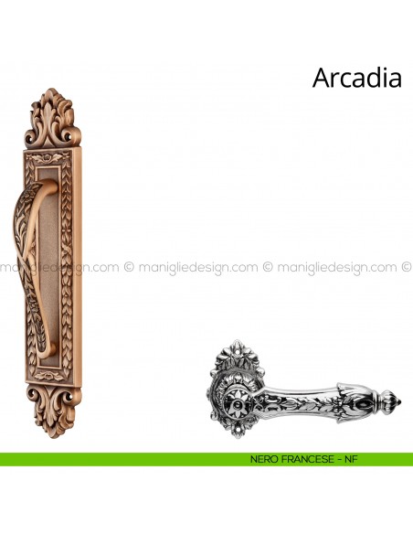 Maniglione per porta Arcadia Linea Calì con placca nero francese