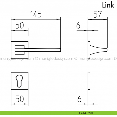 Maniglia per porta Link Mandelli foro yale
