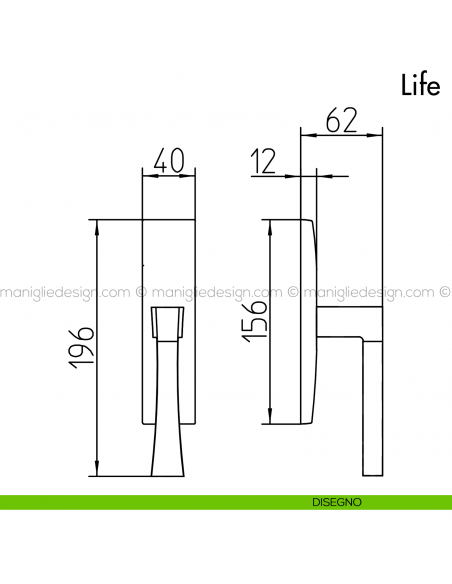 Maniglia per finestra cremonese Life Mandelli disegno