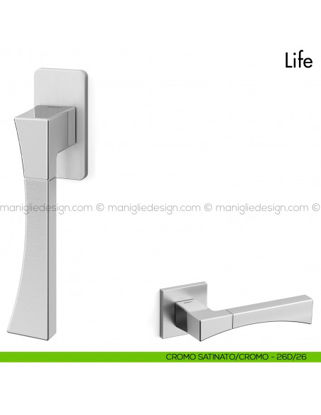 Maniglia per finestra martellina DK Life Mandelli cromo - cromo satinato