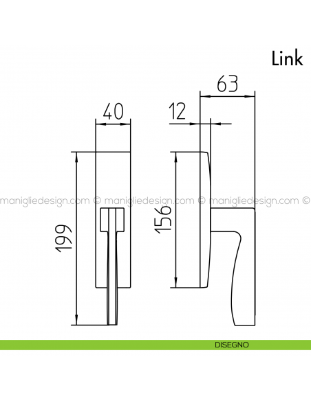 Maniglia per finestra cremonese Link Mandelli disegno