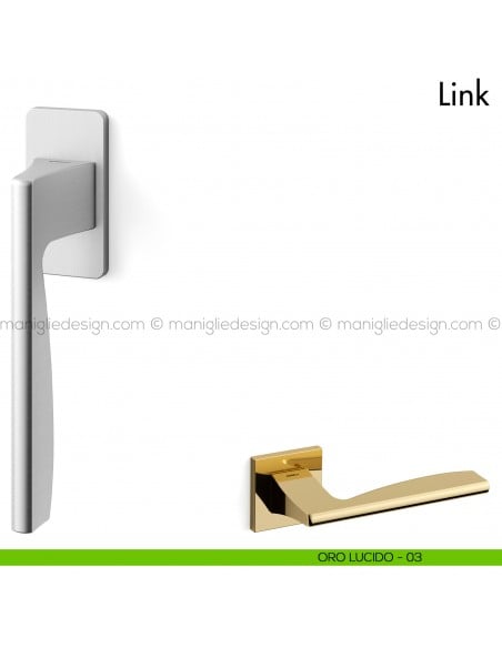 Maniglia per finestra martellina DK Link Mandelli oro