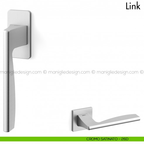 Maniglia per finestra martellina DK Link Mandelli cromo satinato