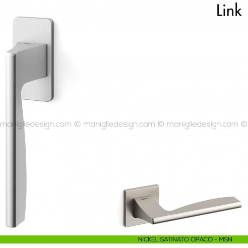 Maniglia per finestra martellina DK Link Mandelli nickel satinato opaco