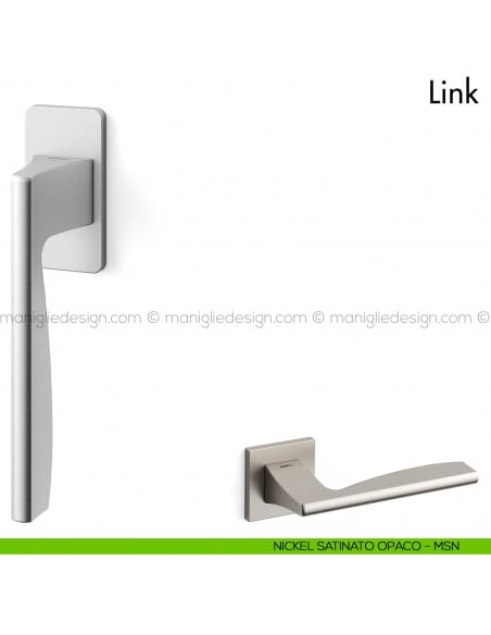 Maniglia per finestra martellina DK Link Mandelli nickel satinato opaco