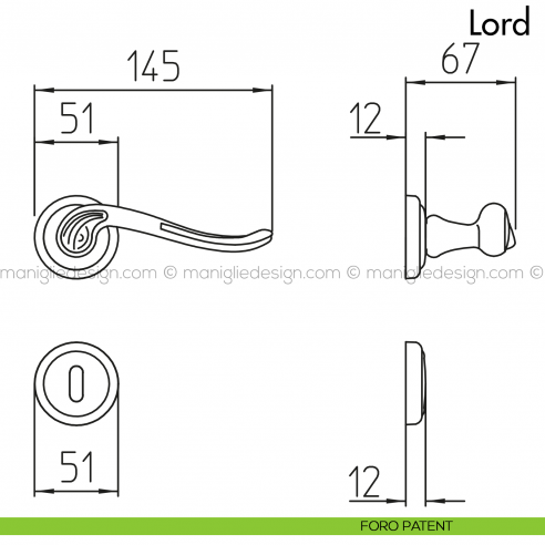 Maniglia per porta Lord Mandelli foro patent