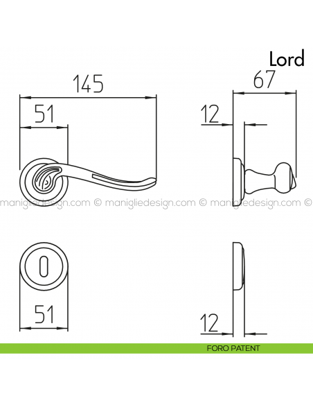 Maniglia per porta Lord Mandelli foro patent