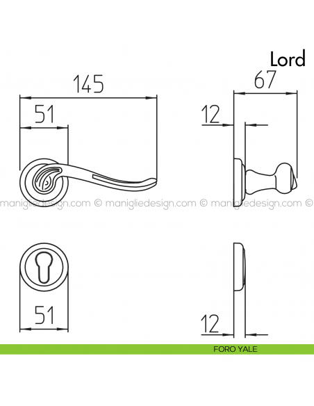 Maniglia per porta Lord Mandelli foro yale