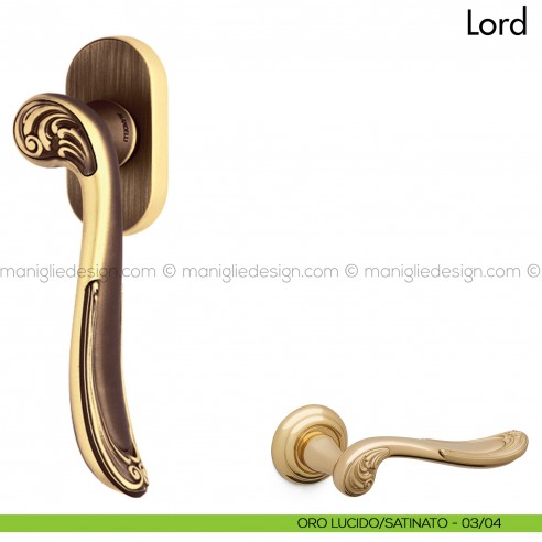 Maniglia per finestra martellina DK Lord Mandelli oro - oro satinato