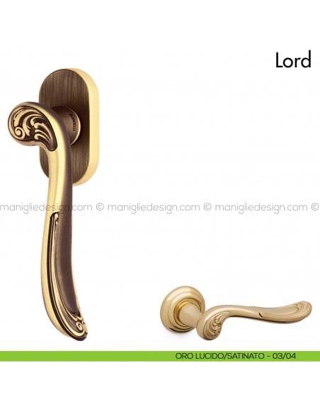 Maniglia per finestra martellina DK Lord Mandelli oro - oro satinato