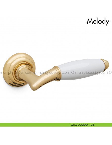 Maniglia per porta con porcellana Melody Mandelli oro