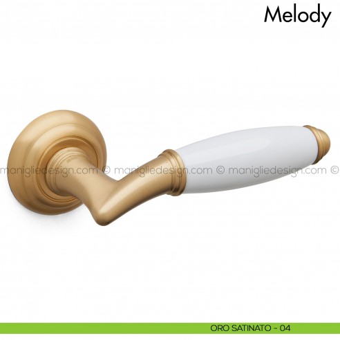 Maniglia per porta con porcellana Melody Mandelli oro satinato