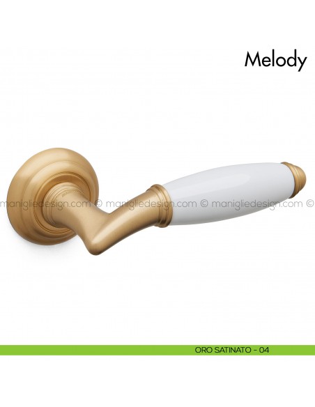 Maniglia per porta con porcellana Melody Mandelli oro satinato
