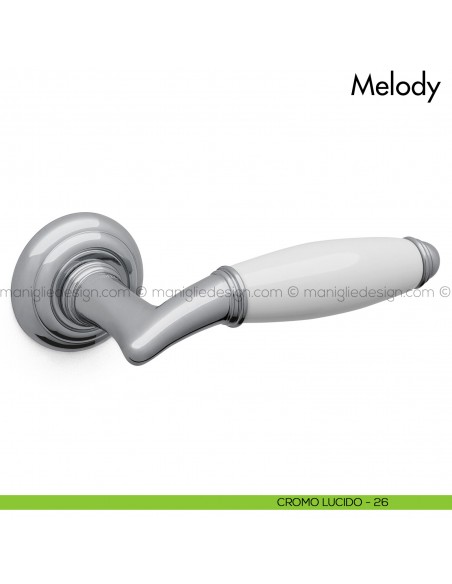 Maniglia per porta con porcellana Melody Mandelli cromo