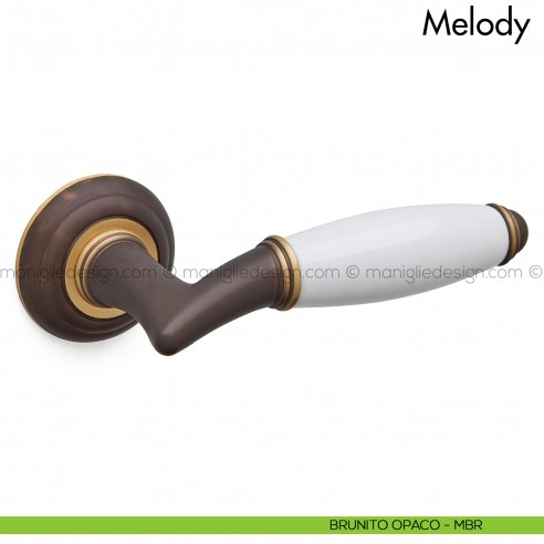 Maniglia per porta con porcellana Melody Mandelli brunito opaco